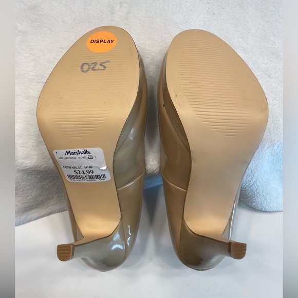 NIB Sz 8.5 - Madden Girl Fastenn Nude Patent Ultra High Stiletto Heeled Pumps - Picture 12 of 16